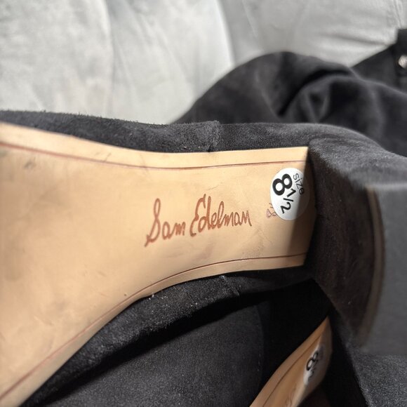 Sam Edelman Black Suede Knee High Block Heel Boots – Women’s Size 8.5 - Picture 10 of 10